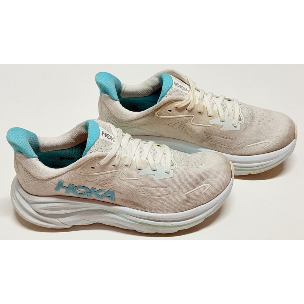 Hoka One One Clifton 10 Womens 8 Running Shoes White Coastal Sky 1127896